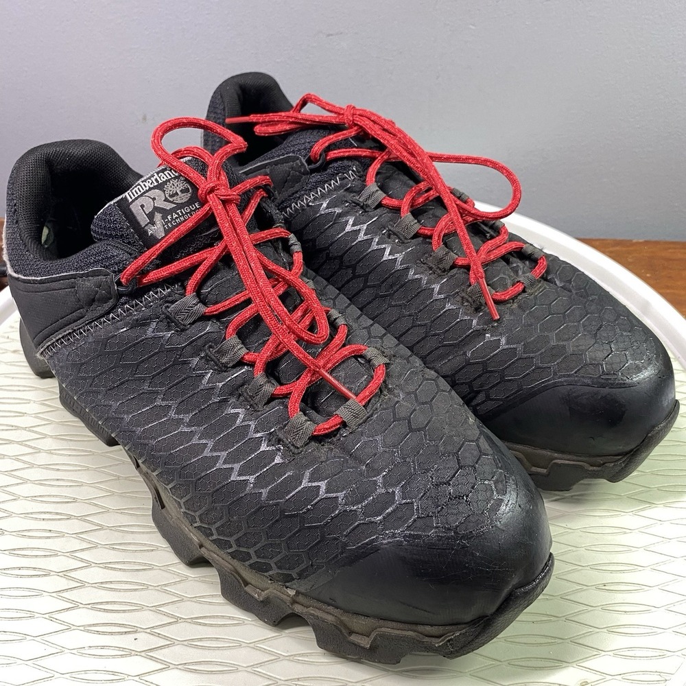 Timberland Pro Men's Anti Fatigue Work Shoes Black&Red Safety Alloy Toe Sz. 13M